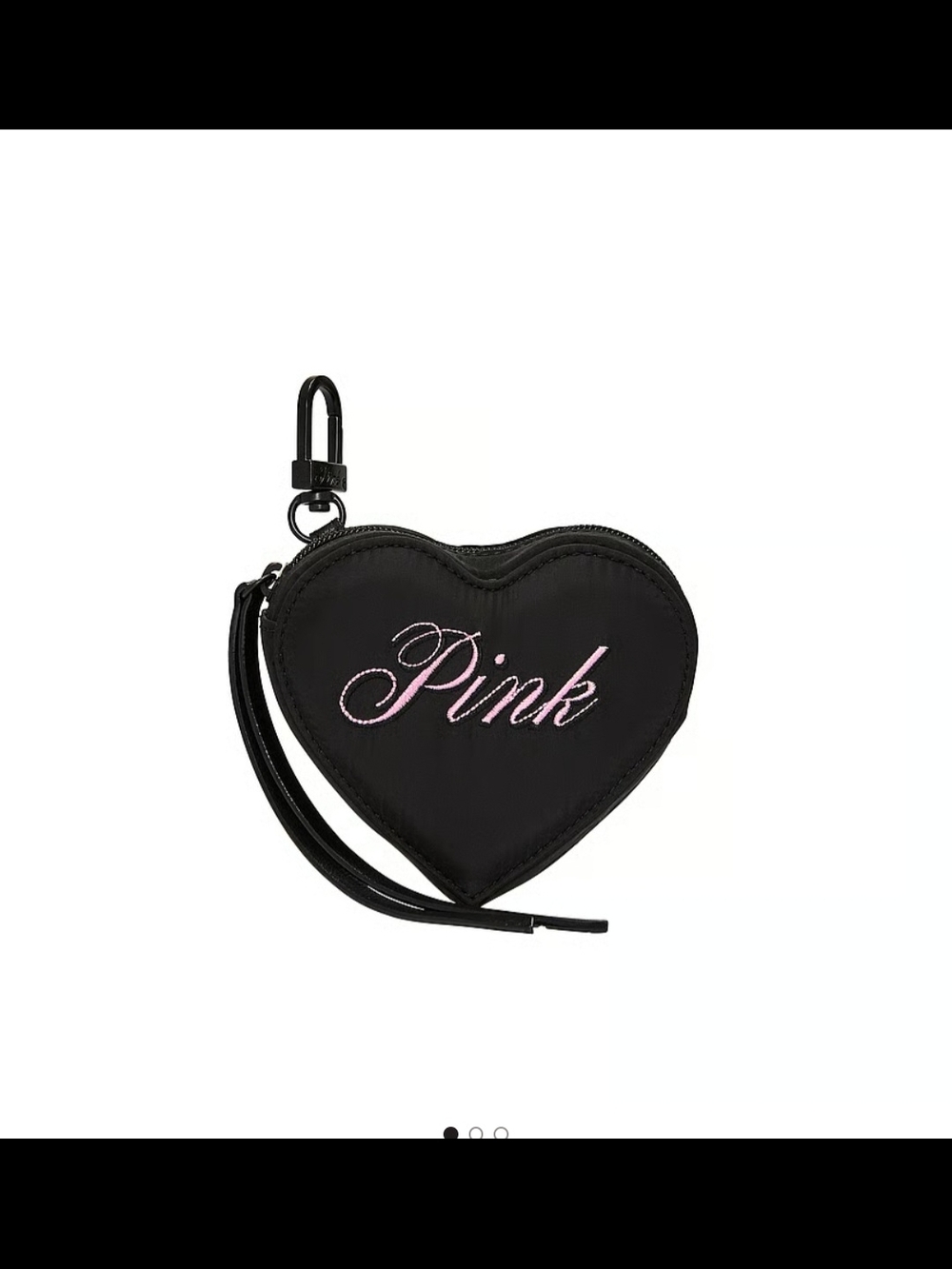 PINK Heart Coin Pouch Keychain - Black with Pink Script